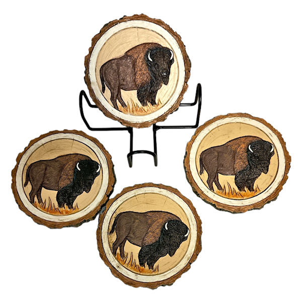 15679  BISON COASTERS 4"X4"X2"