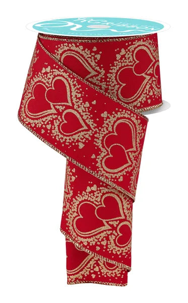 RGH110036 | 2.5" | Gold Hearts | Red/Gold | 10yds