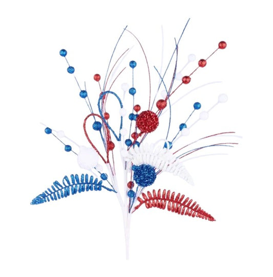 XS1227P9 | 27.5"L | Glitter Fern/Ball Spray | Red/White/Blue