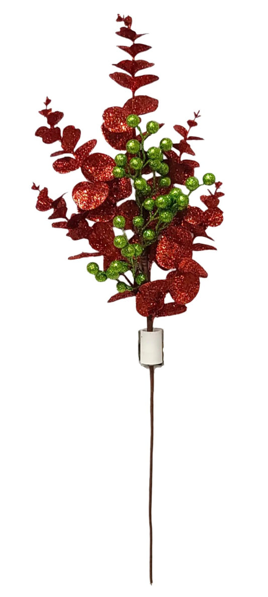 68716 | XMAS EUCALYPTUS W/ BERRY SPRAY | RED/GREEN