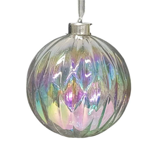 84634  XMAS BALL ORNAMENT 12CM IRIDESCENT