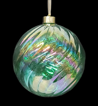 84639 | 7" | BALL ORNAMENT | GREEN IRIDESCENT