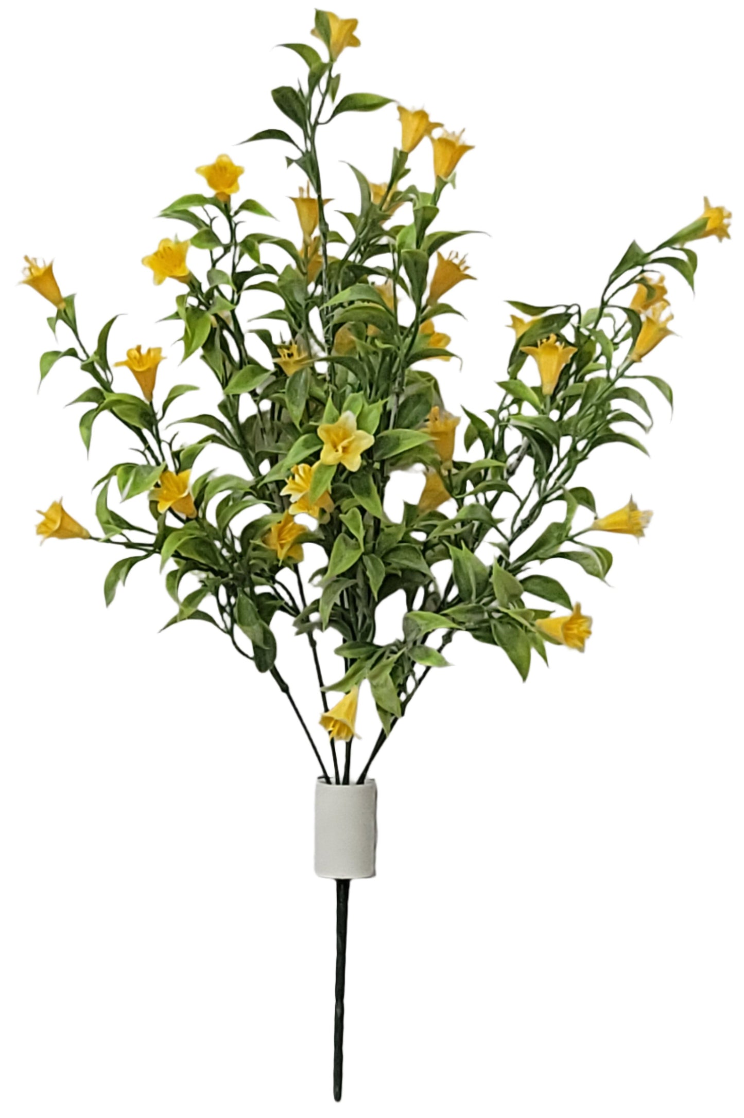 80552 Yellow Plastic Mini Bell Flower Bush x7