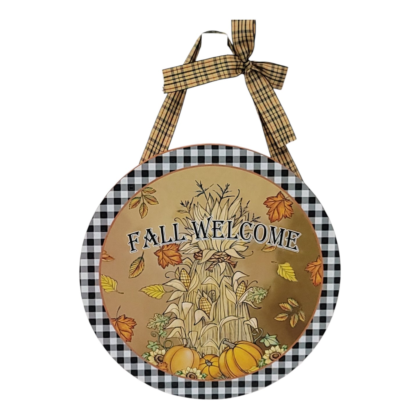 A22002 | WOOD BLACK/WHITE CHEX FALL BIRD HANGER