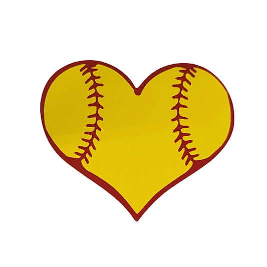 417801 | Softball Heart Decal | Yellow/Red