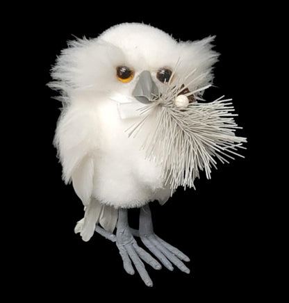 C22438 | FABRIC WHITE FANCY OWLS | WHITE | 2 ASSORTED