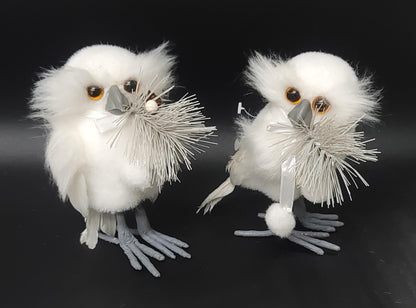 C22438 | FABRIC WHITE FANCY OWLS | WHITE | 2 ASSORTED