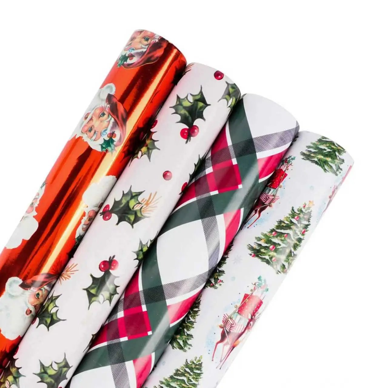 W3010-1032P | 30" x 10' | Wrapping Paper Bundle (4-pack) | Vintage Christmas