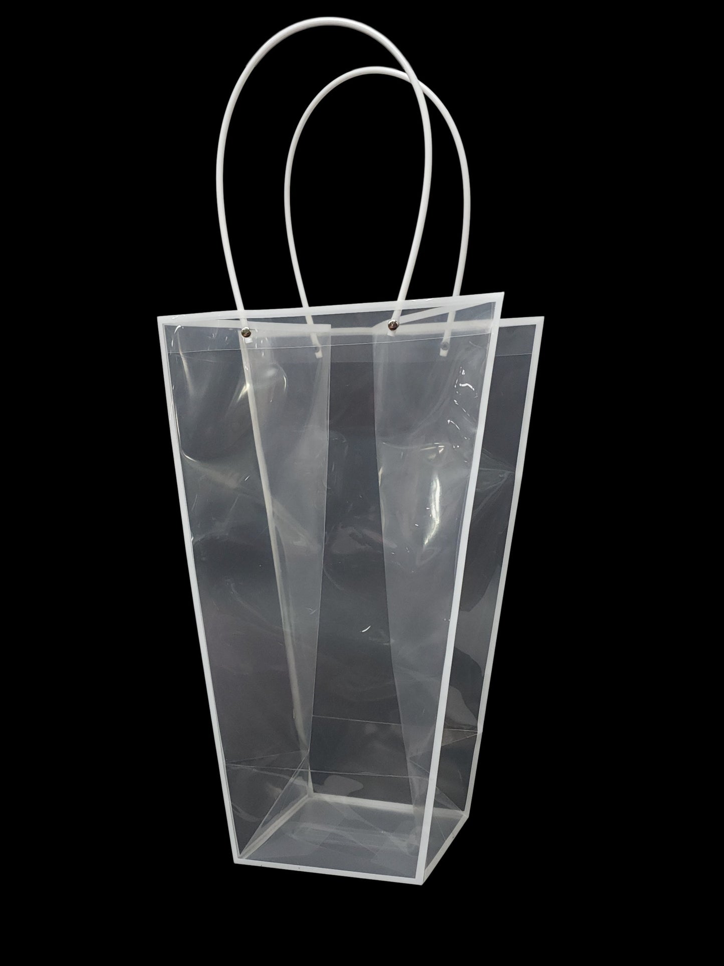 BB4612 | 16.5"H | BOUQUET BAG | CLEAR W/WHITE TRIM | 12PCS/PKG