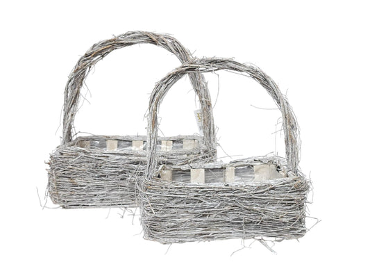 7225RT | RECTANGULAR GRAPEVINE BASKET W/HANDLE | 2PCS/SET