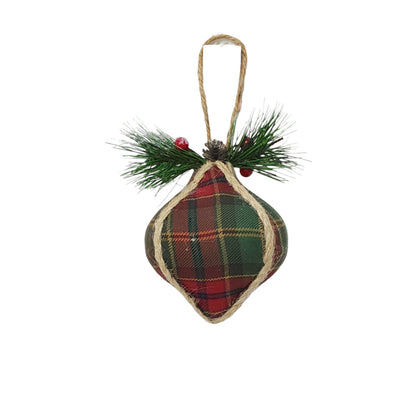XY9400 | 4"-6.5" | Plaid Ornament | Red/Green/Gold | 3 Asst.