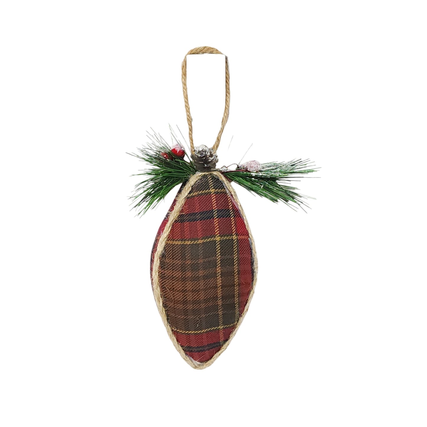 XY9400 | 4"-6.5" | Plaid Ornament | Red/Green/Gold | 3 Asst.