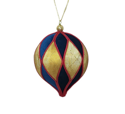 XY9036 | 6"Dia | Velvet Harlequin Onion Ornament | Burgundy/Dk. Blue/Gold | 2 Asst.