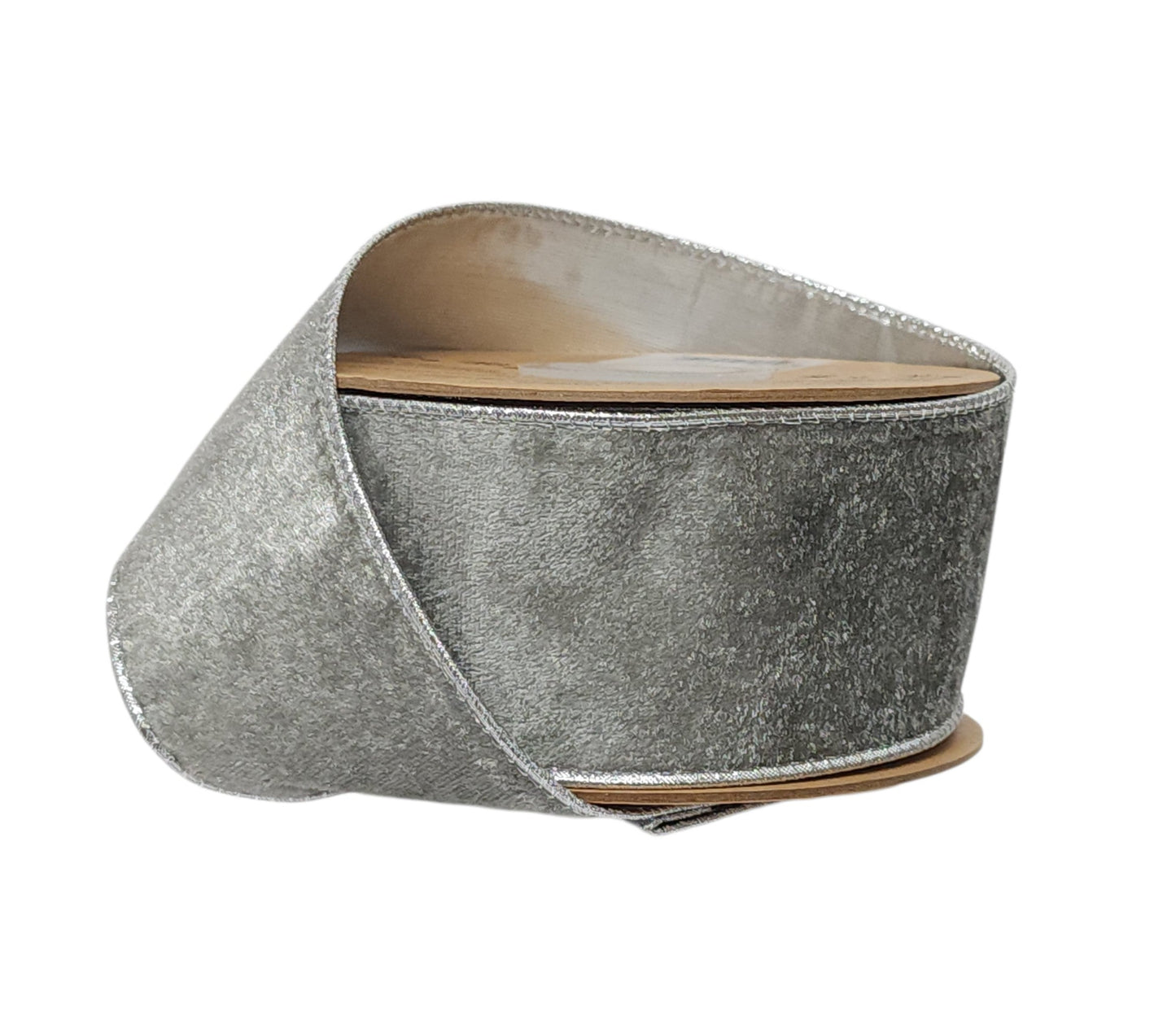 WR-10225-063-10 | 2.5" | Velvet Ribbon | Silver/Silver | 10yds