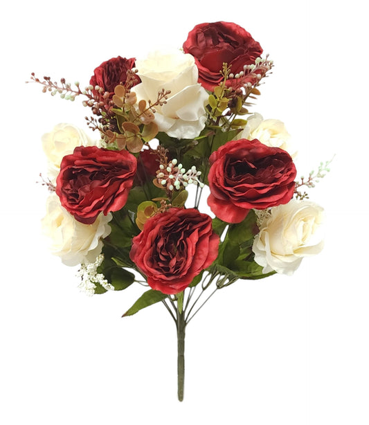85790-RDBE | 22" | ROSE ROSE BUD BUSH X18 | RED/BEIGE