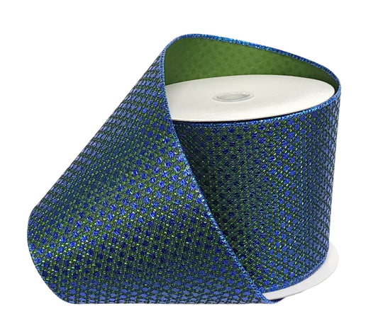78521-04-08 | 4" | MOSS-ROYAL BLUE METALLIC DRAGONSCALE DOTS | 10YDS