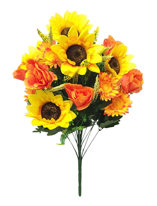043809OYL | 13" x 23" | SUNFLOWER MIX BUSH X24 | ORANGE/YELLOW