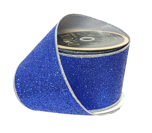 LX326525 | 4" | Laser Glitter/Fused | Royal Blue w/Silver Backing | 10yds