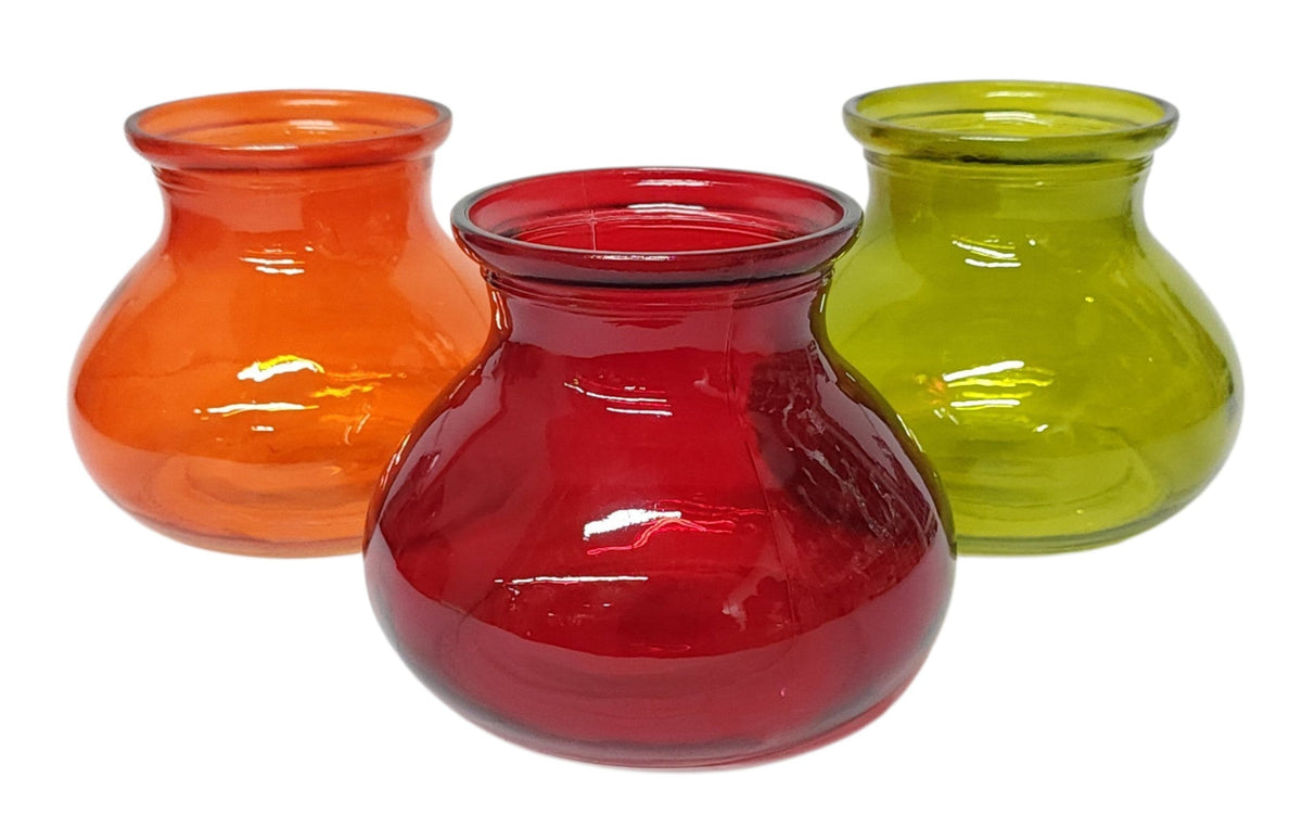 G3512 | 5"T | FALL POSY GLASS VASE | 3 ASST. | 12PCS/CASE
