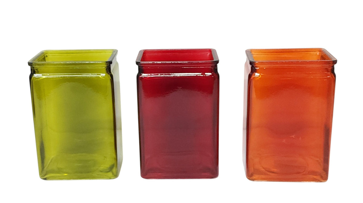 G3510 | 6"T | RECTANGULAR FALL GLASS VASES | 3 ASST. | 12PCS/CASE