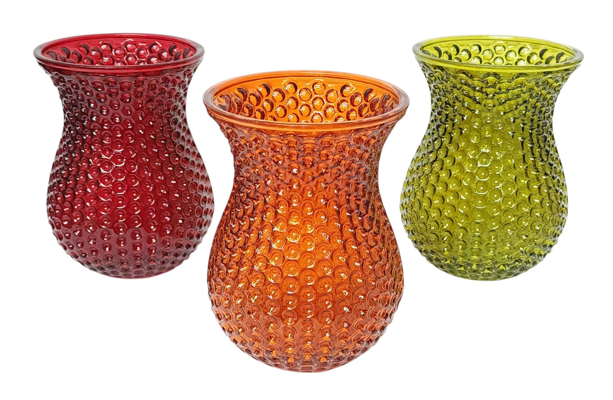 G3519 | 8"T | FALL KENDRA GLASS VASE | 3 ASST. | 12PCS/CASE