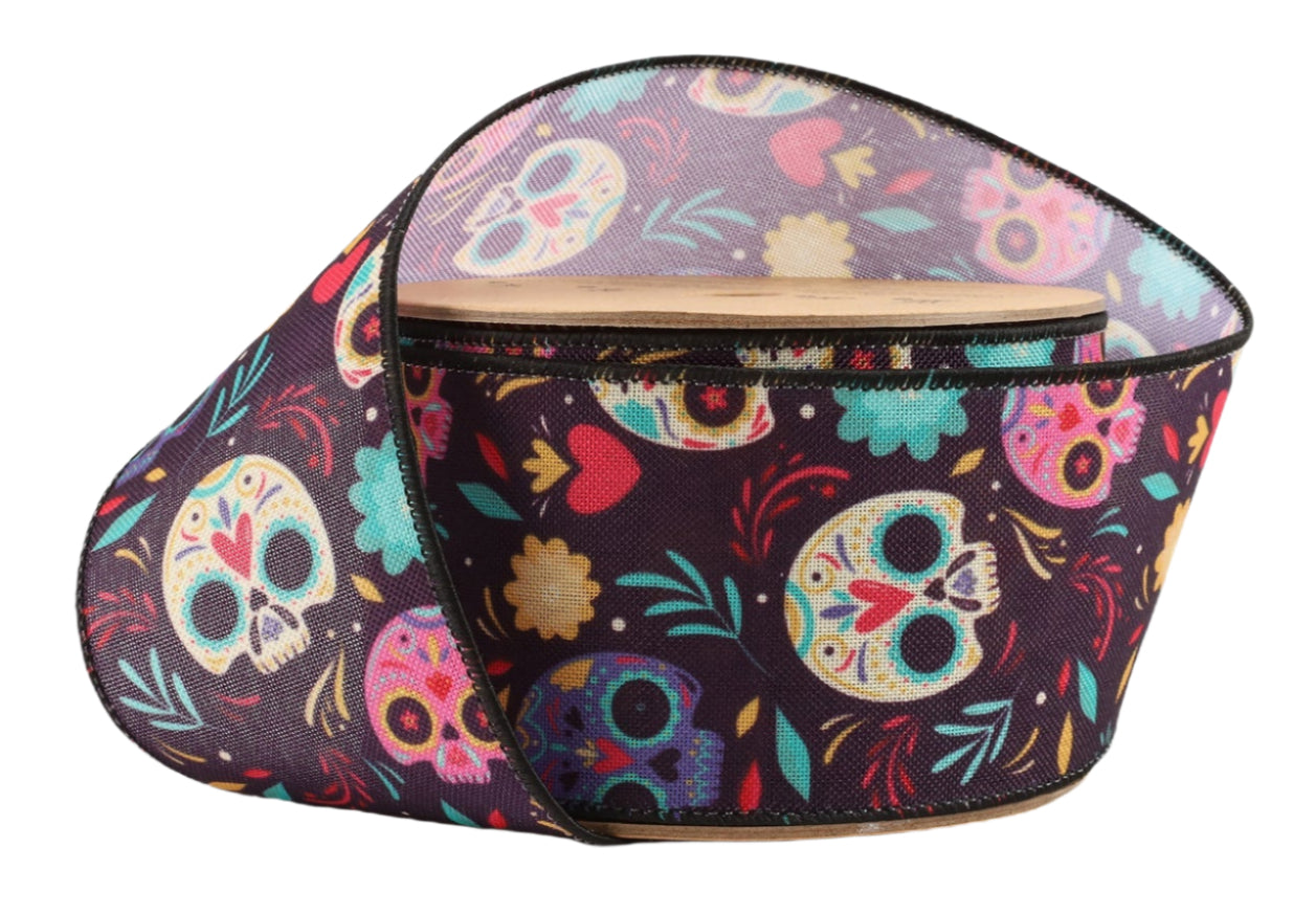 4414W-370-63E | 2.5" | DOD Sugar Skulls Ribbon | 10yds