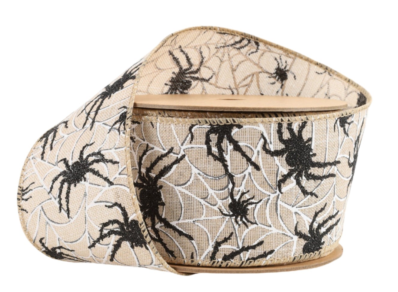 9711W-030-63E | 2.5" | Black Spider on White Web Ribbon | 10yds