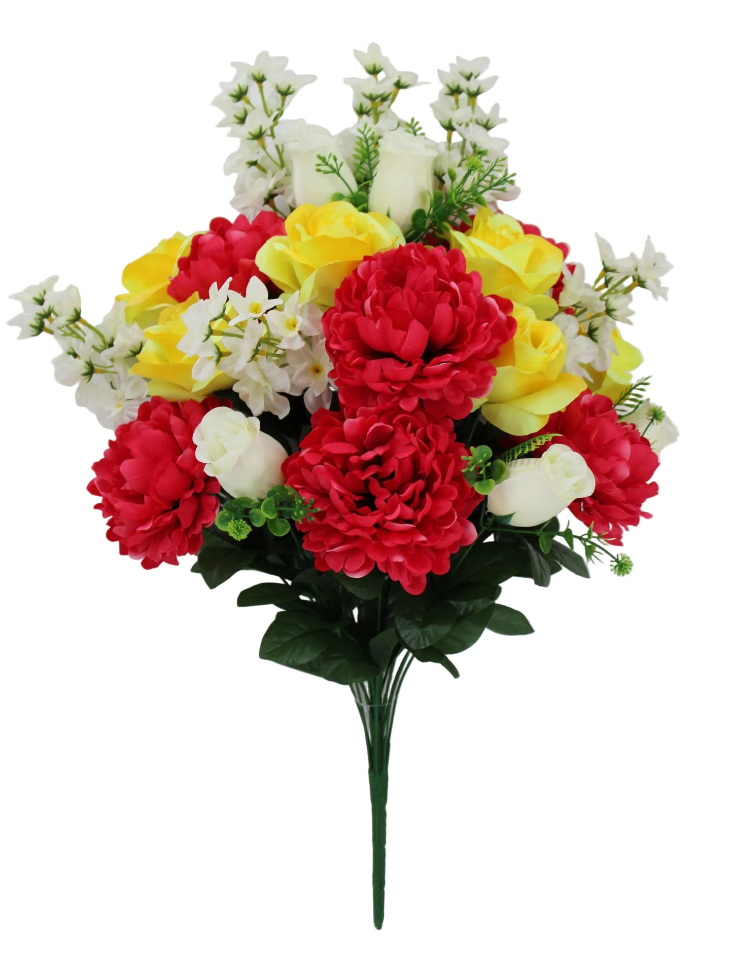 21273-BTYYELCR | 27" | PEONY ROSE DELPHINIUM BUSH | BEAUTY/YEL/CREAM