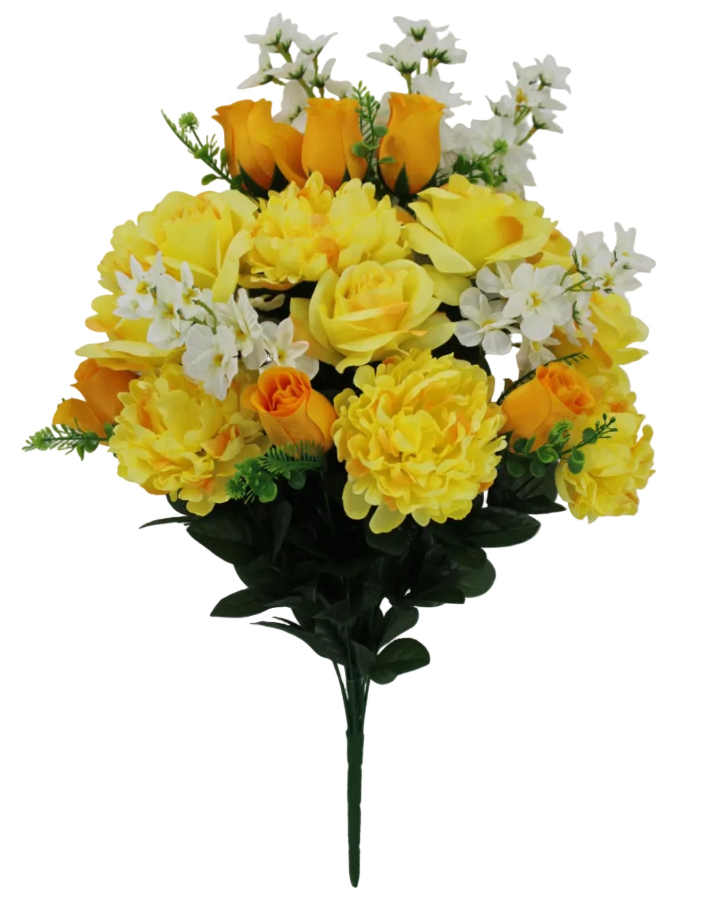 21273-YELCR | 27" | PEONY ROSE DELPHINIUM BUSH | YELLOW/CREAM