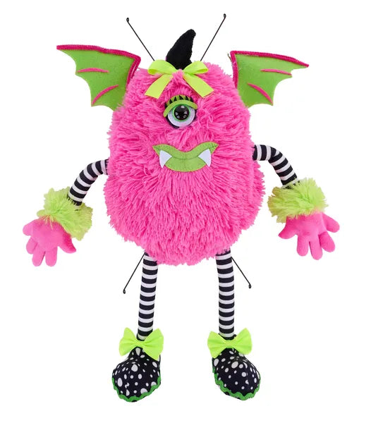 HH404122 | 17.25"H | Plush Monster W/Wings | Pink/Lime - A&B Wholesale Market Inc
