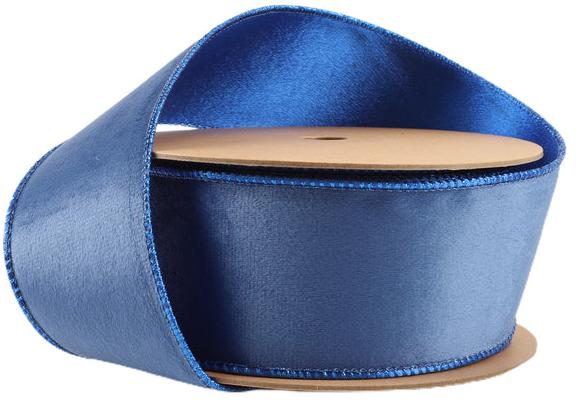 7115W-352-63E | 2.5" | Electric Blue/Shimmer Blue | Reversible Classic Velvet Wired Ribbon |  10Y