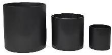 2190BM Cylinder Black Planter S/3