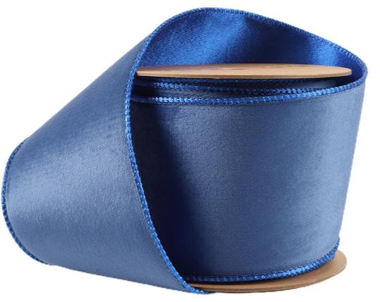 7115W-352-100E | 4" | Electric Blue/Shimmer Blue | Reversible Classic Velvet Wired Ribbon | 10Y