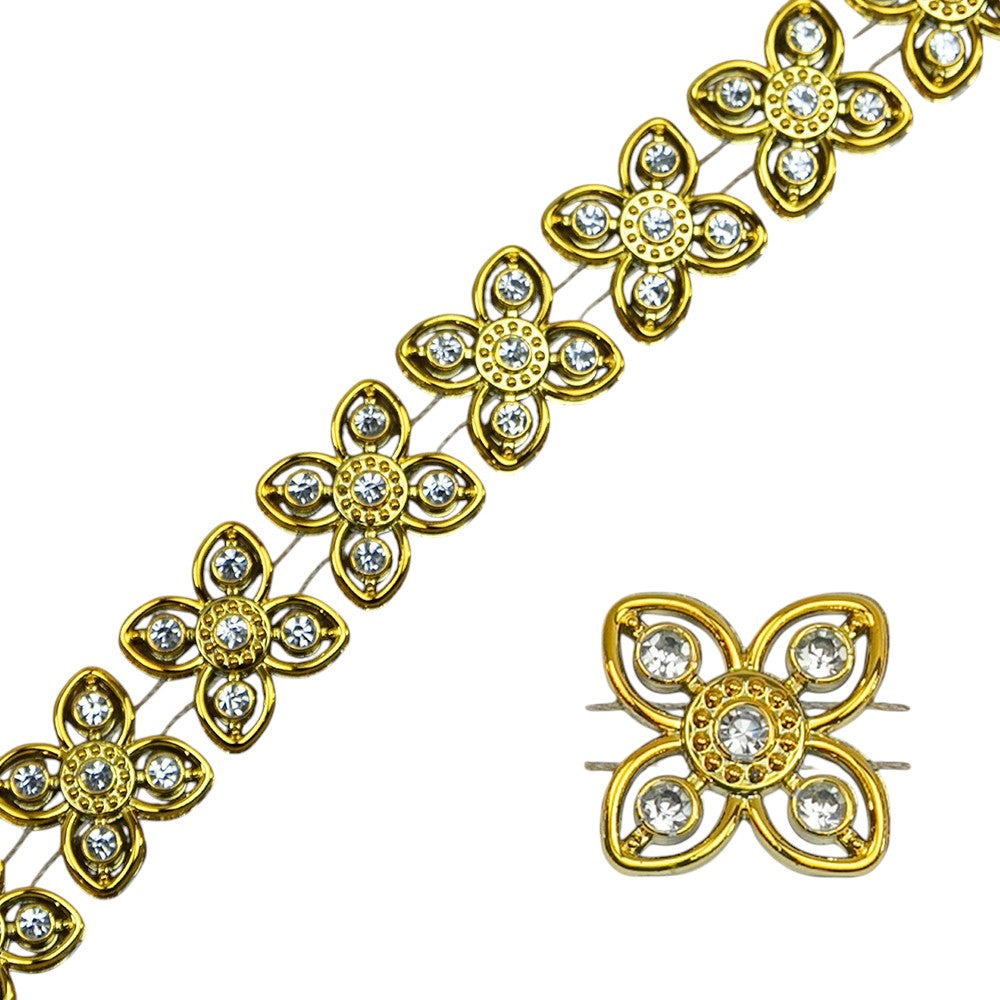 2257-GOLD |18 x 18MM | RHINESTONE TRIMMING | GOLD