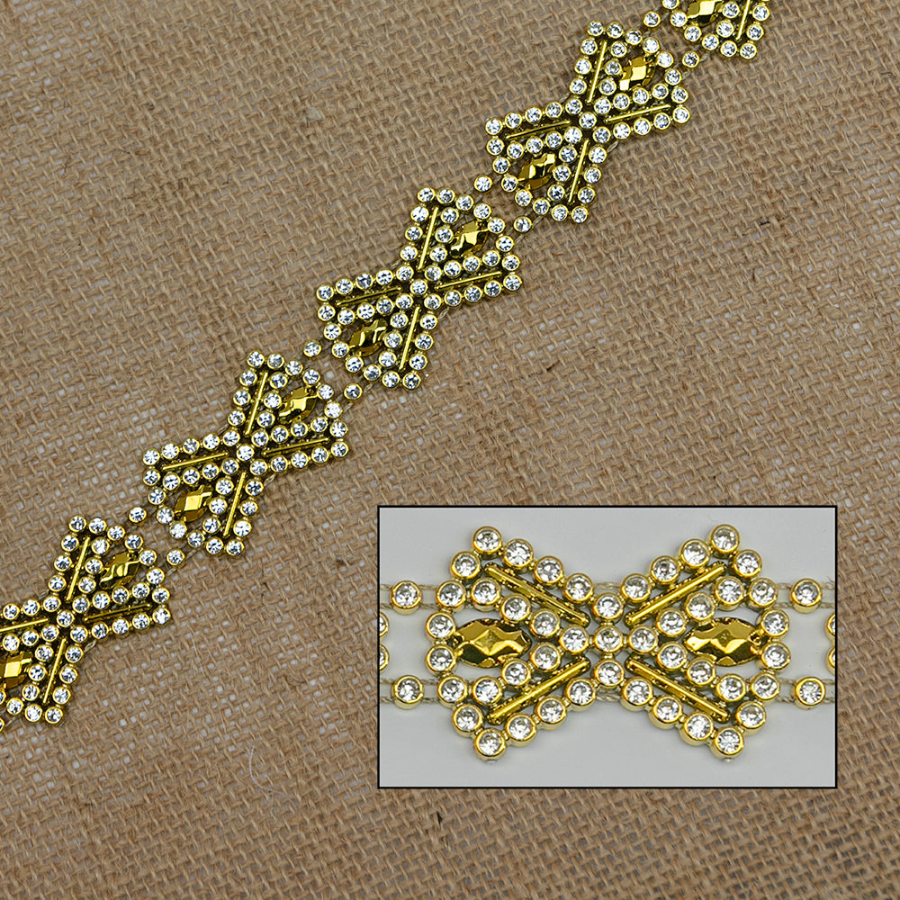 2259-GOLD |36 x 24MM | RHINESTONE BOW TRIMMING | GOLD