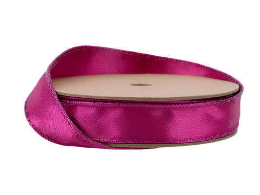 2300W-175-25E | 1" | Shimmer Satin Ribbon | Fuchsia w/Fuchsia Backing | 10yds