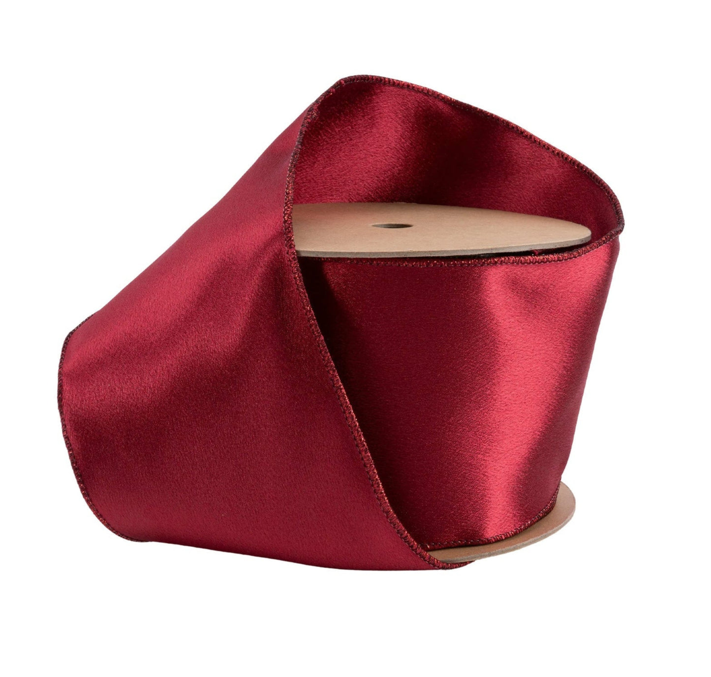 2300W-275-100E | 4" | Shimmer Satin Ribbon | Wine w/Wine Backing | 10yds