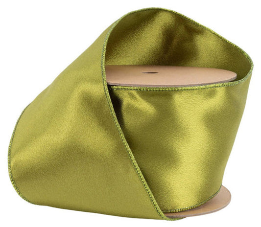 2300W-570-100E | 4" | Shimmer Satin Ribbon | Moss w/Moss Backing | 10yds
