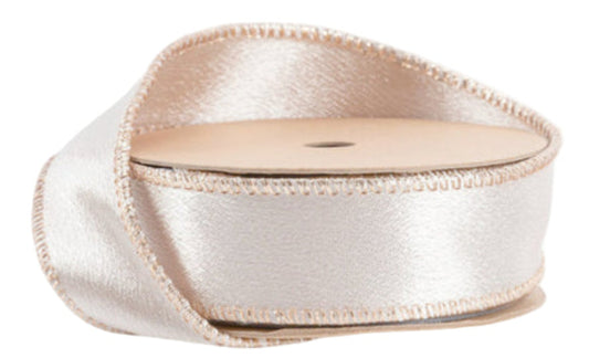 2300W-811-25E | 1" | Shimmer Satin Ribbon | Champagne w/Champagne Backing | 10yds