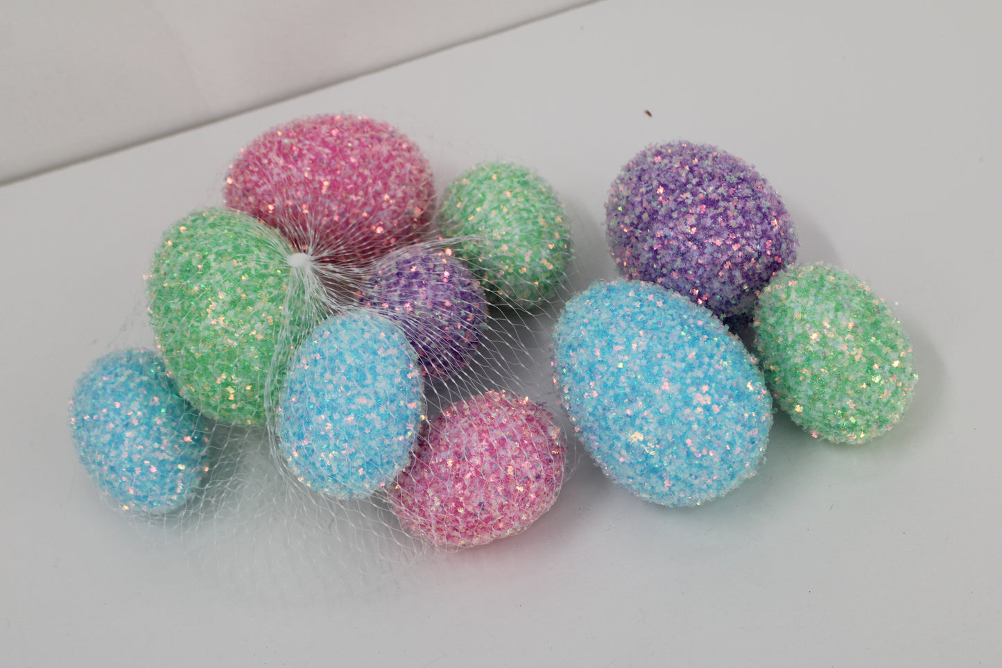 23189-BLGNLVPK | Glitter Easter Egg Bag x10