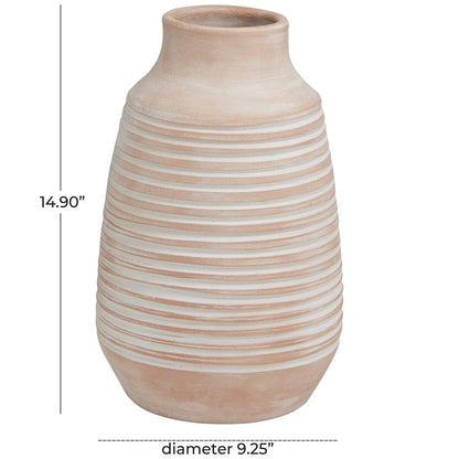 27033 Terracotta Ribbed Vase