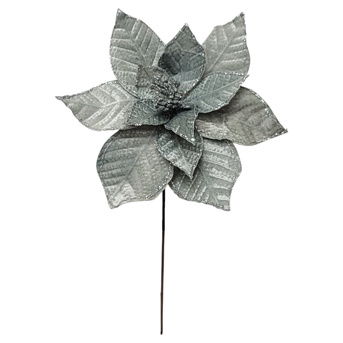 28029 | 13" | Glitter Edge Poinsettia | Grey