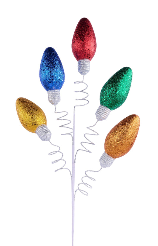 XP1045W5 | 36"L | Hex Glitter Light Bulb Spray x5 | Red/Orng/Yllw/Emrld/Blue