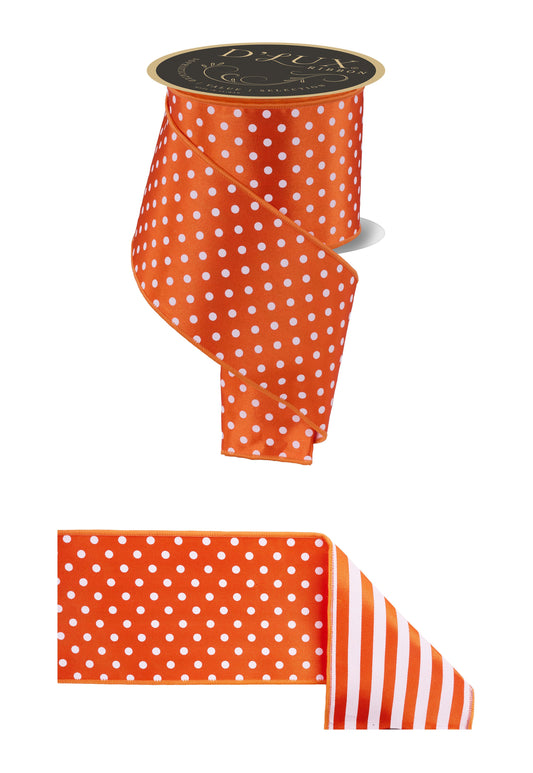 LX305720 |  4" |  Polka Dot/Stripe/Fused | Orange/White |  10yds