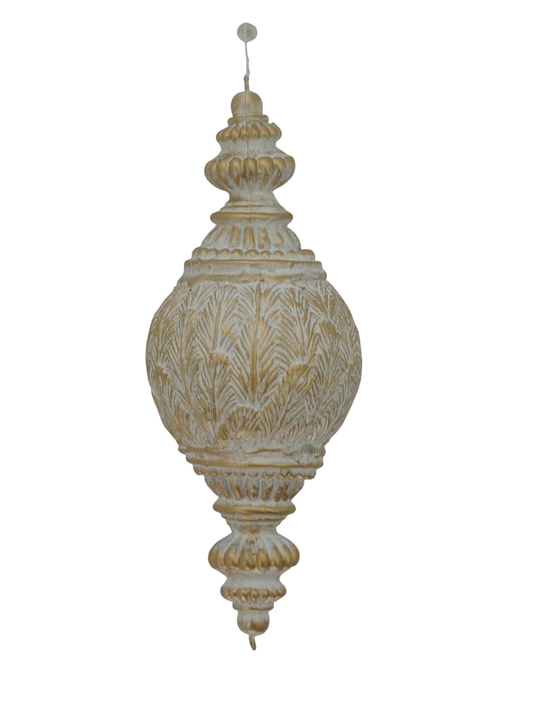 32178-WTGD | 11" | Xmas Hanging Ornament | White/Gold