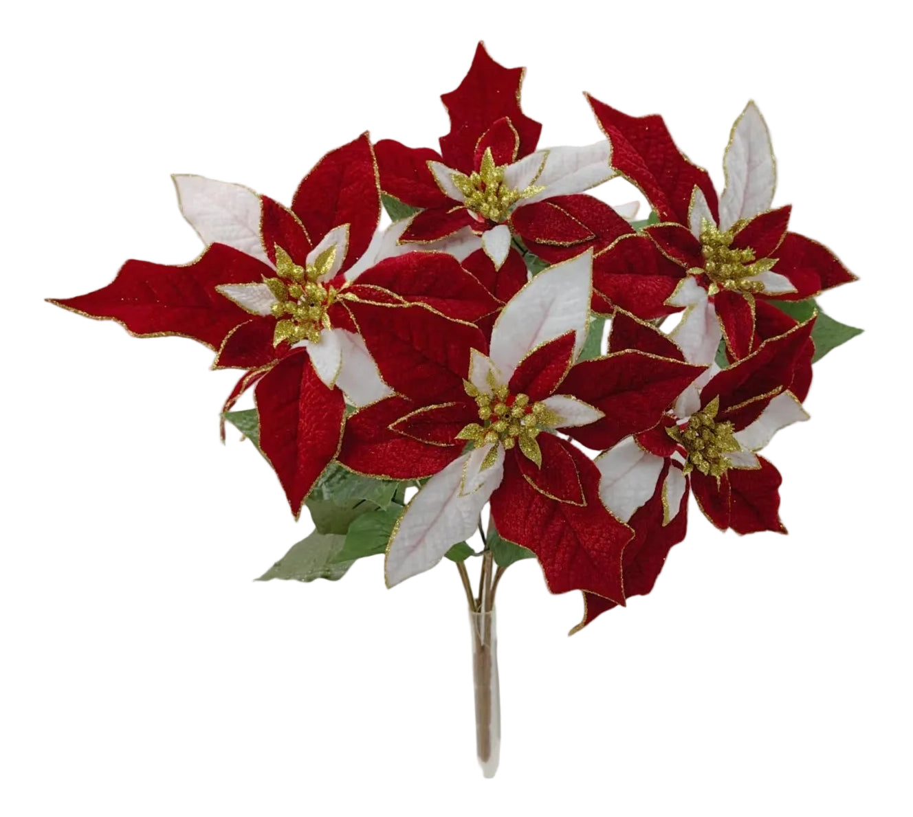 32252 | 17" | POINSETTIA BUSH X7 | RED/WHITE