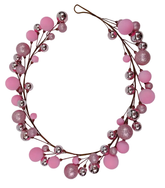 32256-PK | 65" | BALL ORNAMENT GARLAND | PINK