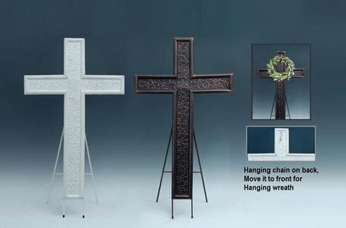 33559-WT | 40"H | METAL CROSS W/STAND  | WHITE