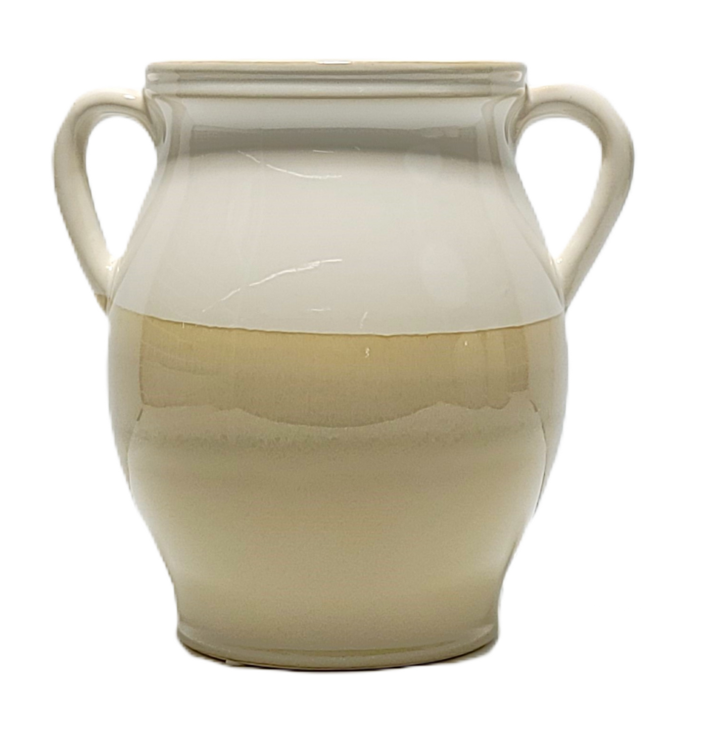 35195 PORCELAIN GLAZED VASE W/HANDLE 8H