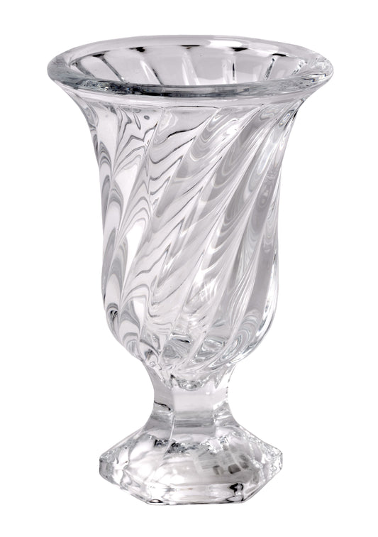 GM6062 | 7.5"H x 4.75"Dia | Glass Swirl Vase W/Foot | Clear